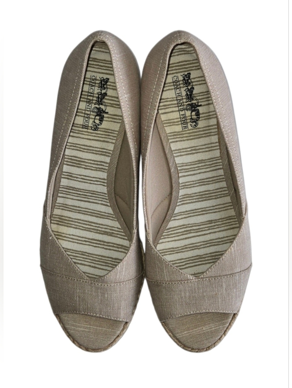 Coach and Four Open Peep-Toe Espadrille Canvas Shoe-EUC - Picture 11 of 11